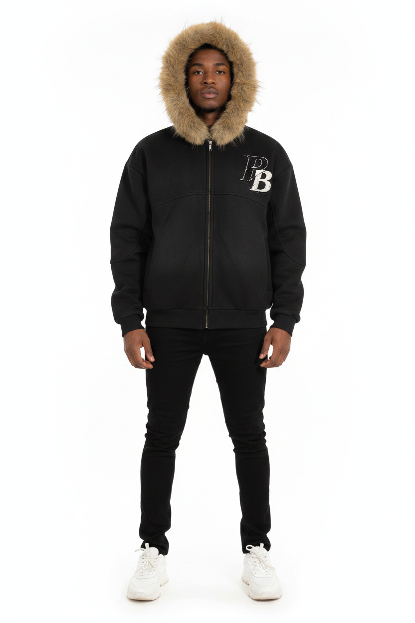 Pallet Boys Sun Fade Boxy Detachable Fur Hoodie