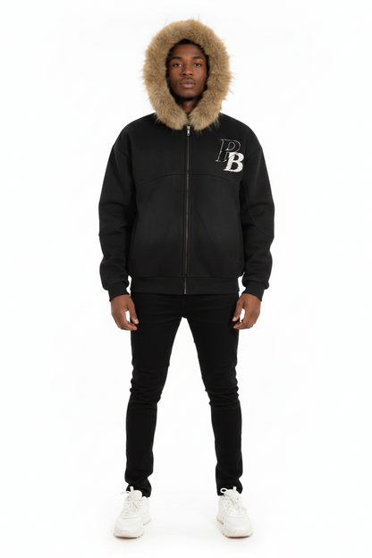 Pallet Boys Sun Fade Boxy Detachable Fur Hoodie