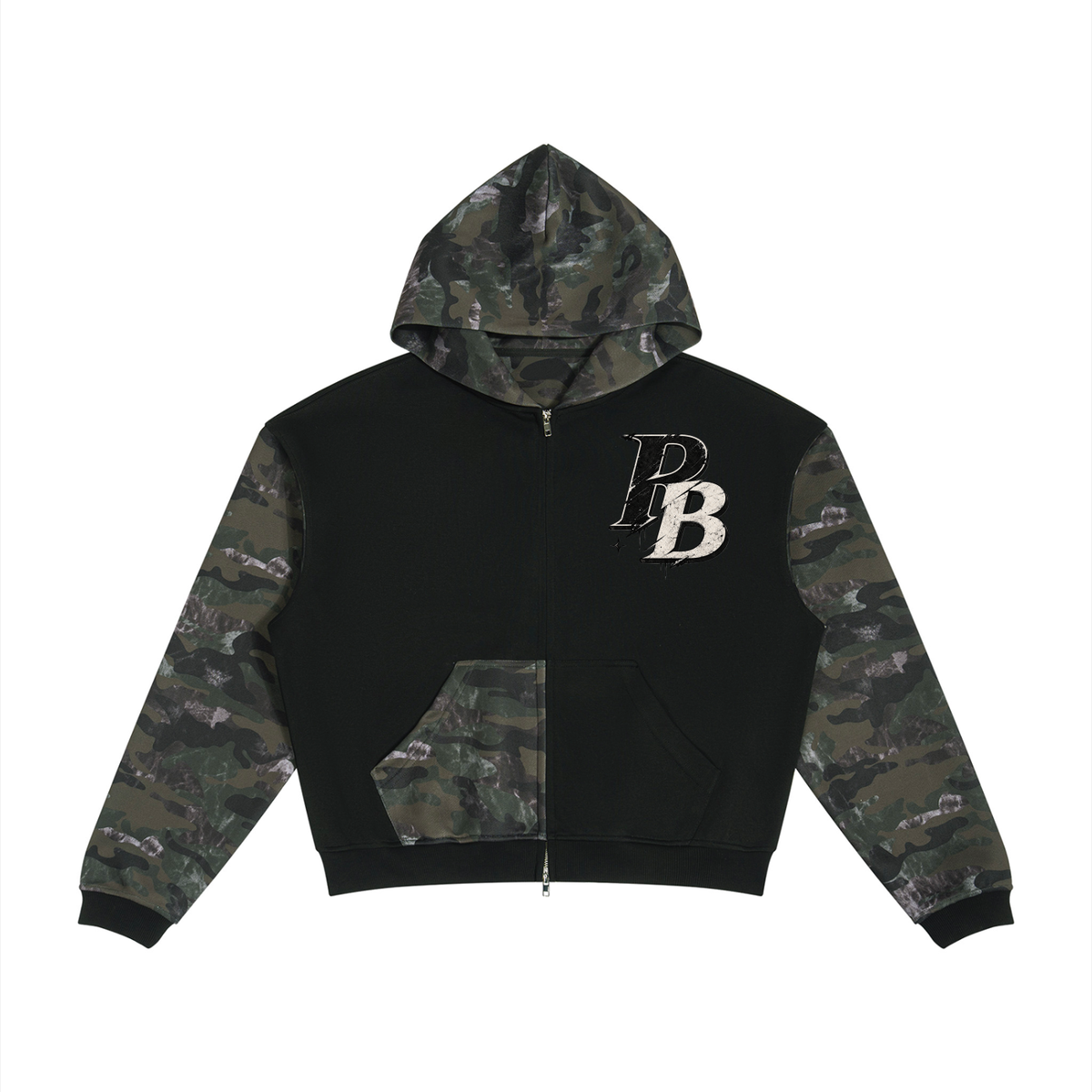 Pallet Boys Unisex Colorblock Camo Full Zip Boxy Hoodie