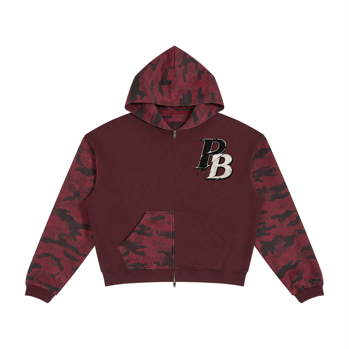 Pallet Boys Unisex Colorblock Camo Full Zip Boxy Hoodie