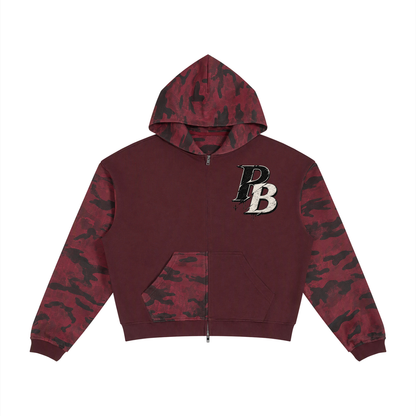 Pallet Boys Unisex Colorblock Camo Full Zip Boxy Hoodie