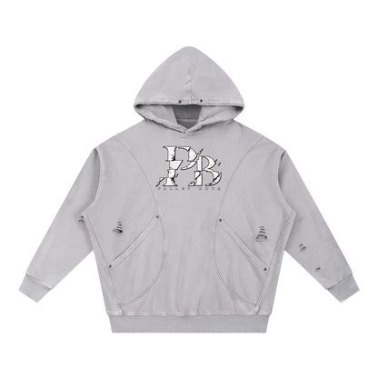 Pallet Boys Snow Washed Distressed Panel Pocket Hoodie