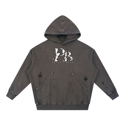 Pallet Boys Snow Washed Distressed Panel Pocket Hoodie