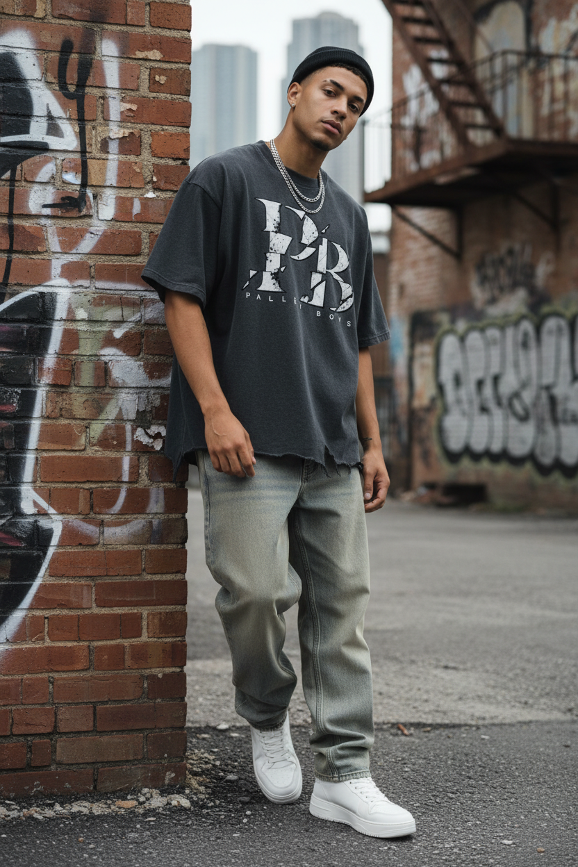 Pallet Boys Vintage Wash Boxy Distressed Hem T-Shirt