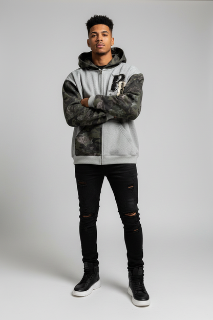 Pallet Boys Unisex Colorblock Camo Full Zip Boxy Hoodie